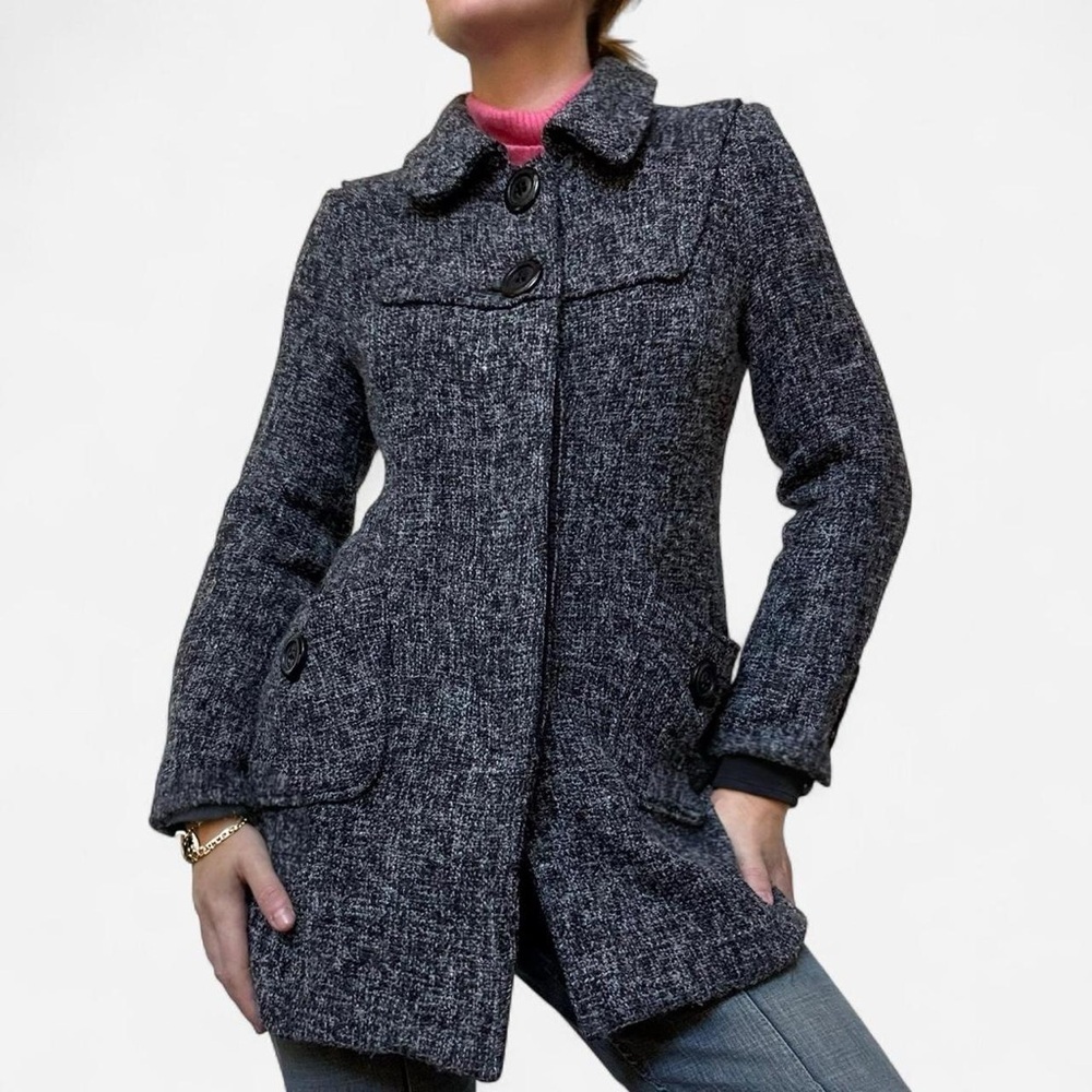 Sashimi Y2K grey tweed fitted trench coat